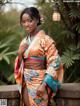 A woman in a kimono posing for a picture.